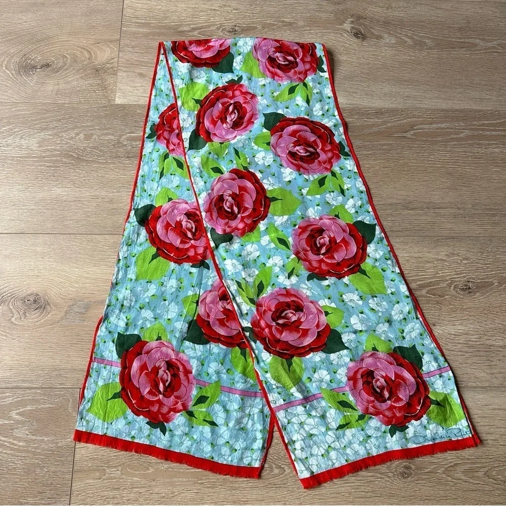 Rare Vintage Silk Floral Oscar de la Renta Scarf